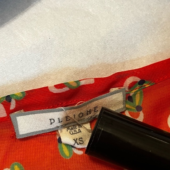 Anthropologie Pleione Orange semi sheer floral top size XS Women - Picture 7 of 8